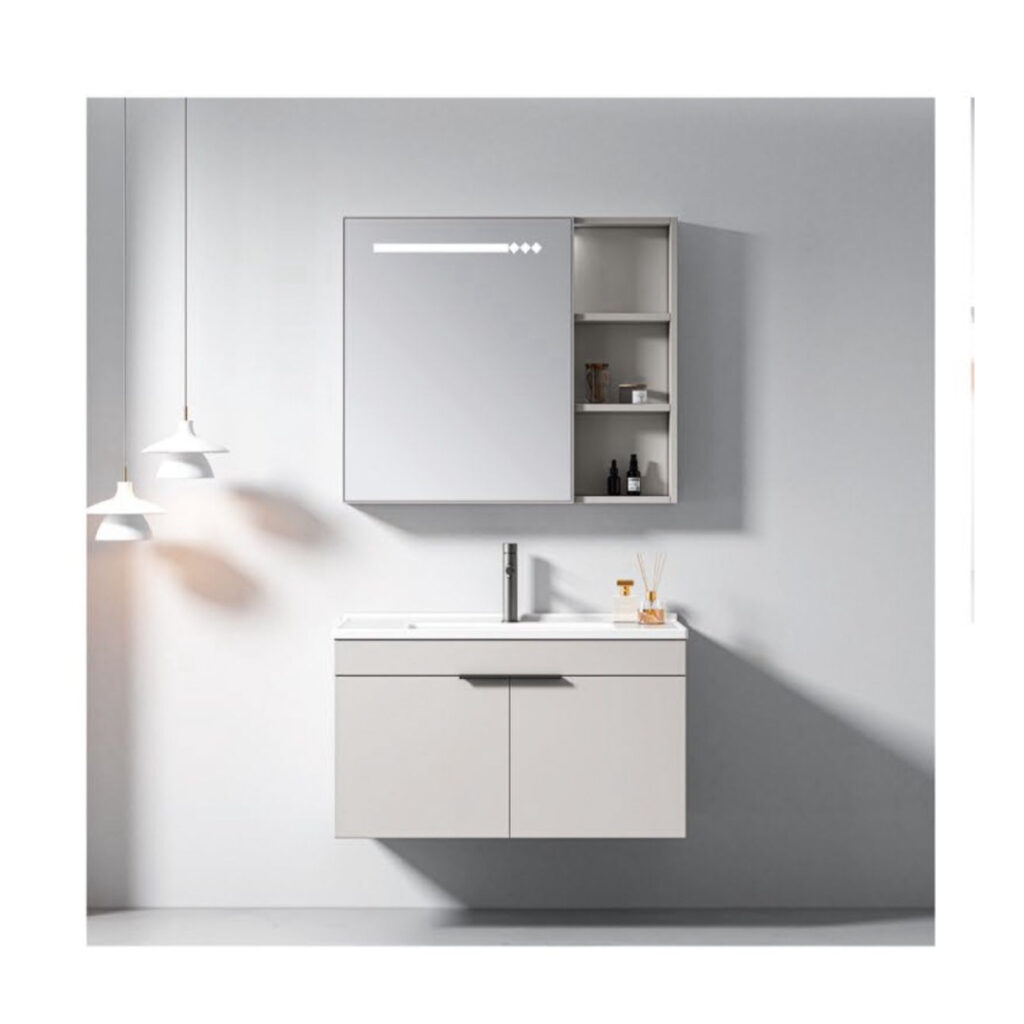 Meuble de salle de bain suspendu avec lavabo intégré